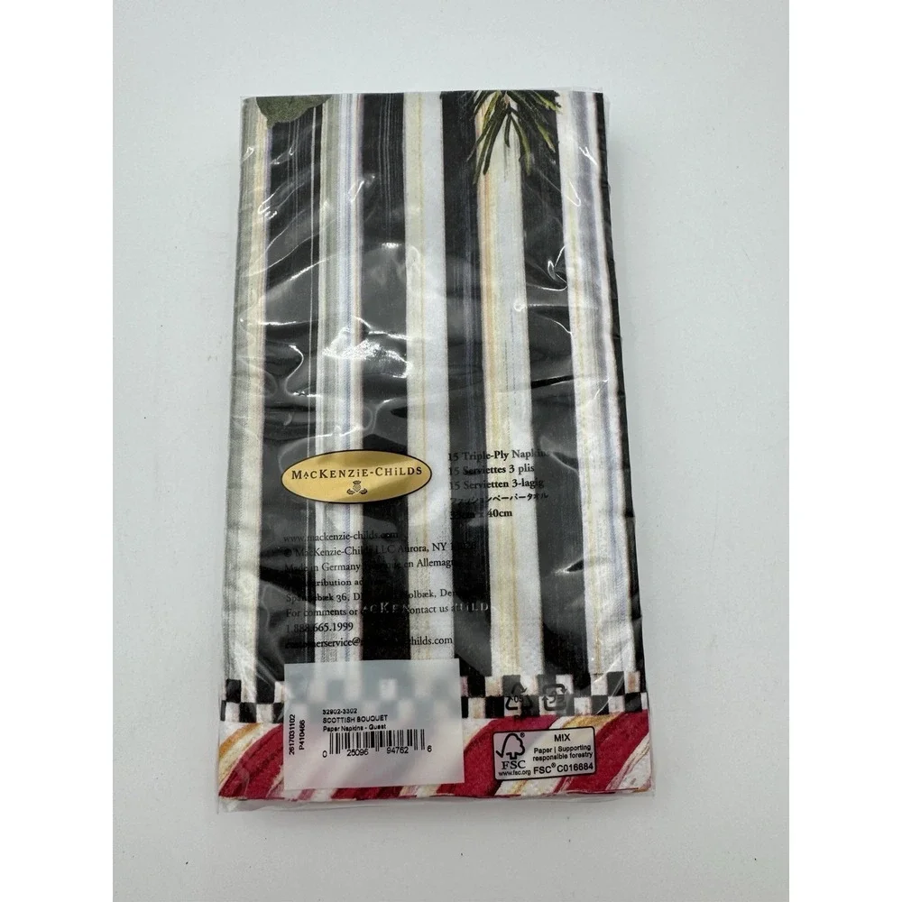 MacKenzie-Childs Scottish Bouquet Guest Paper Napkins – 15 Count – NEW